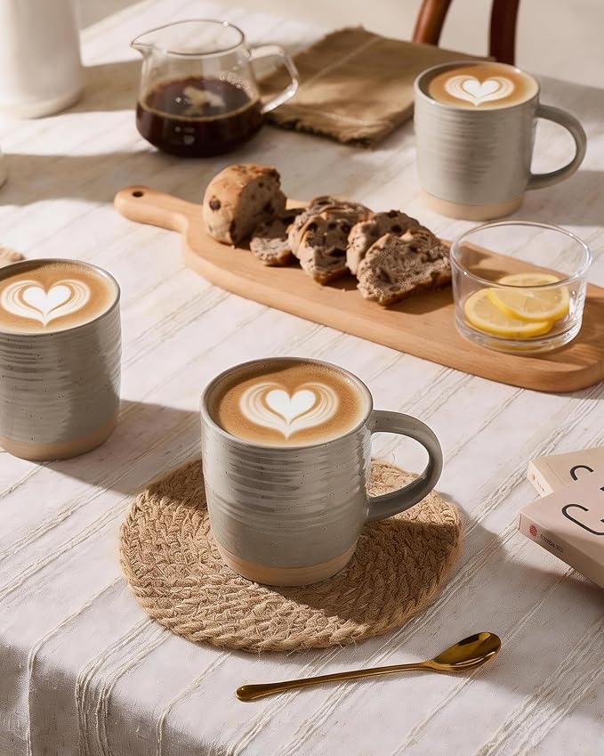 famiware Coffee Mugs Set of 4, 13 oz Mug Set, Ceramic Cup Set with Handle for Coffee, Tea, Cocoa, Milk, Constellation Series, Cinnamon Brown - Image 5