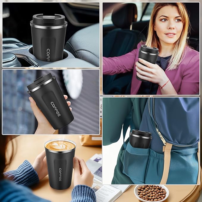 CS COSDDI 12 oz Stainless Steel Vacuum Insulated Tumbler - Coffee Travel Mug Spill Proof with Lid - coffee Cup for Keep Hot/Ice Coffee,Tea and Beer (Black) - Image 7