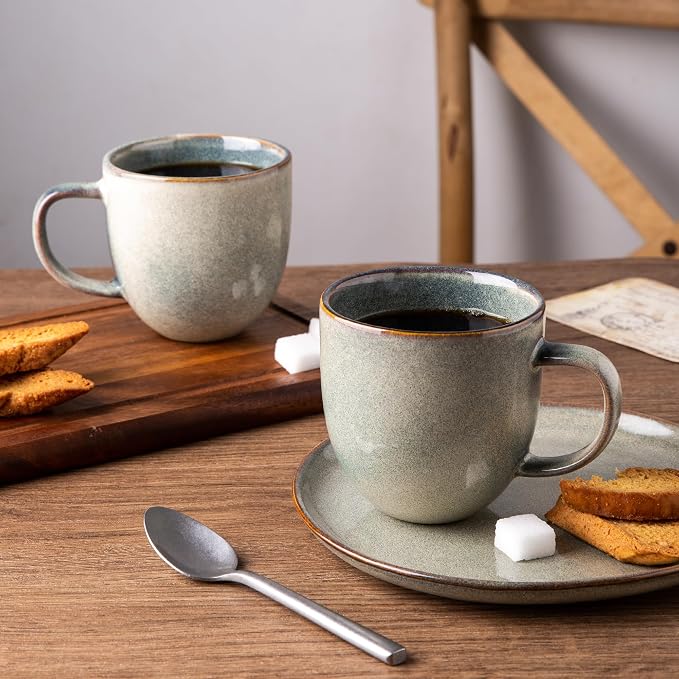 AmorArc 12oz Coffee Mugs, Ceramic Coffee Mugs set of 6 for Man, Woman, Dad, Mom, Modern Coffee Cups with handle for Latte/Cappuccino/Milk/Cocoa. Dishwasher&Microwave Safe, Reactive Glaze - Image 5