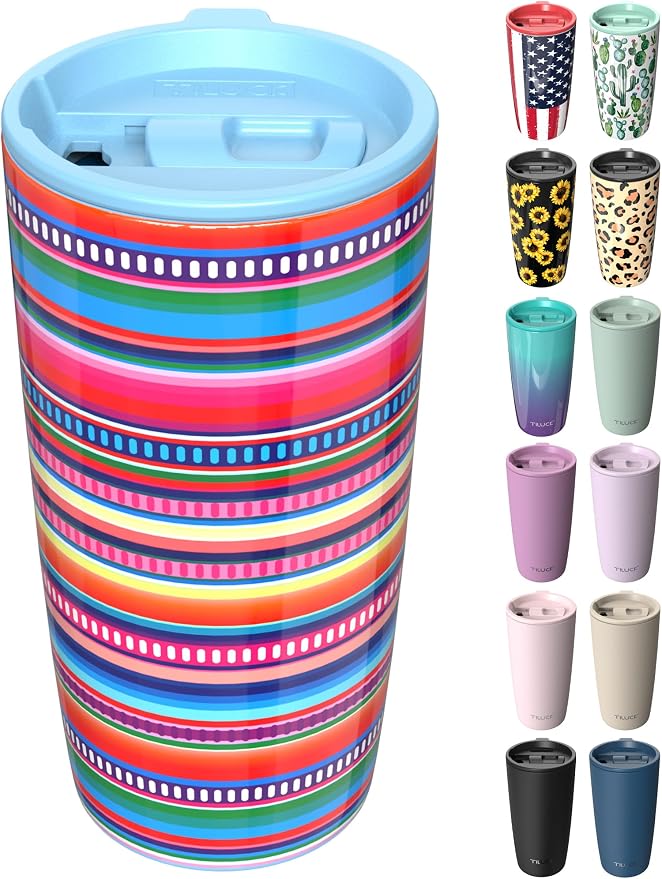 TILUCK 20 oz Insulated Coffee Tumbler with BPA-Free Lid | Travel Coffee Mug, Dishwasher Safe, Cup Holder Friendly, Double-Wall Vacuum Insulation for Hot & Cold Drinks, RainbowStripes by TILUCKBringsGoodLuck