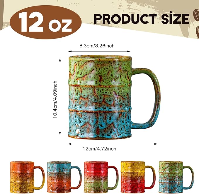 Coffee Mugs Set of 4,12 Oz Coffee Cups Ceramic, Perfect for Office Family Gatherings - Dishwasher and Microwave Safe (4, Green and Blue) - Image 2