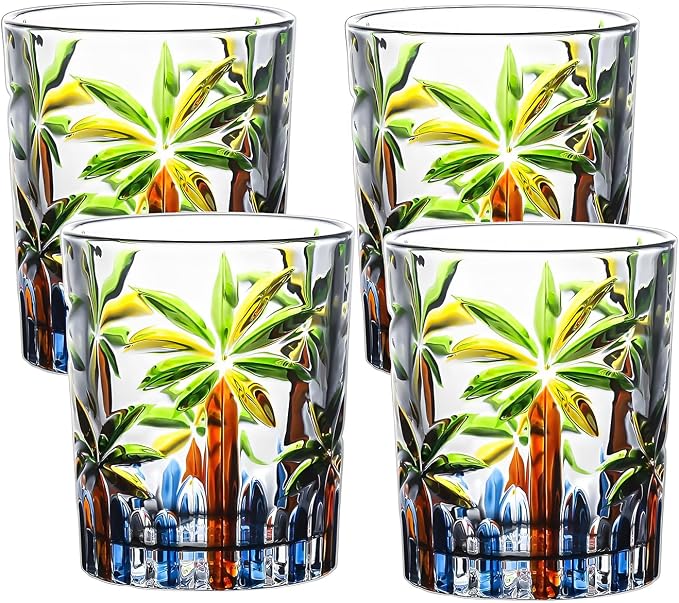 10oz Whiskey Drinking Glasses Set of 4,Crystal Wine Glasses Rock Glass Cups | Glass Whiskey Rock Tumblers for Men,Old Fashioned Glassware Sets for Cocktail Bourbon and Whisky by Unknown