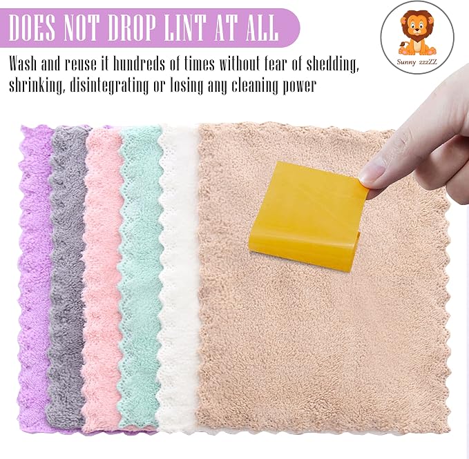 24 Pack Kitchen Dishcloths - Does Not Shed Fluff - Reusable Dish Towels, Dish cloths, Super Absorbent Coral Fleece Cleaning Cloths, Nonstick Oil Washable Fast Drying, 16 x 19 Inch (Multicolor) - Image 4