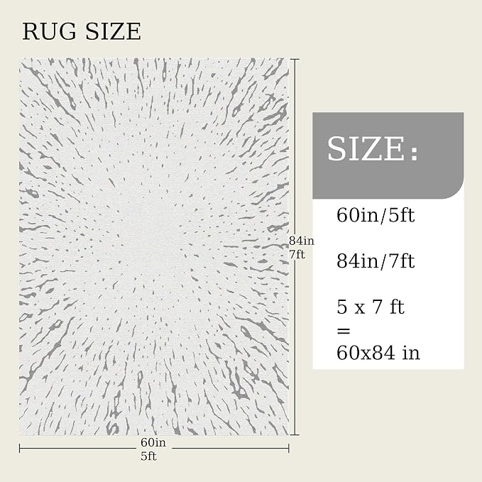 5x7 Area Rug, Machine Washable Living Room Rug - Non-Slip Low Pile Accent Rug for Bedroom, Pet Friendly, Modern Vintage Geometric Design - Image 2