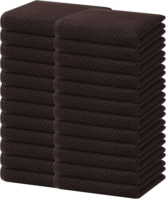 Homaxy 100% Cotton Waffle Weave Kitchen Dish Towels 24-Pack, Dark Brown | 13 x 28 Inches, Ultra Soft Absorbent Dish Towels, Quick Drying Cleaning Towels by Homaxy