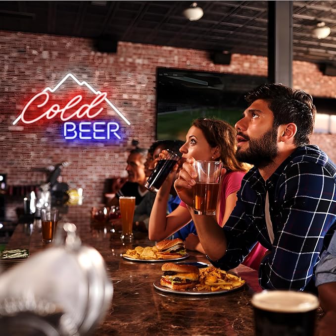 Kavaas Cold Beer Neon Sign 16.5" x 9.4", Neon Beer Signs for Man Cave, Home Bar, Pub, Wall Decor - Best Gifts for Beer Lovers, Birthday, Christmas - Image 5