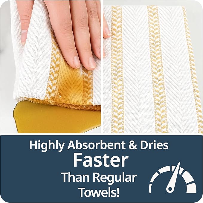 LANE LINEN Kitchen Towels Set of 4-18”x28” Absorbent Cotton Dish Towels, Quick-Drying Hand & Tea Towels for Kitchen, Light Tan - Image 5