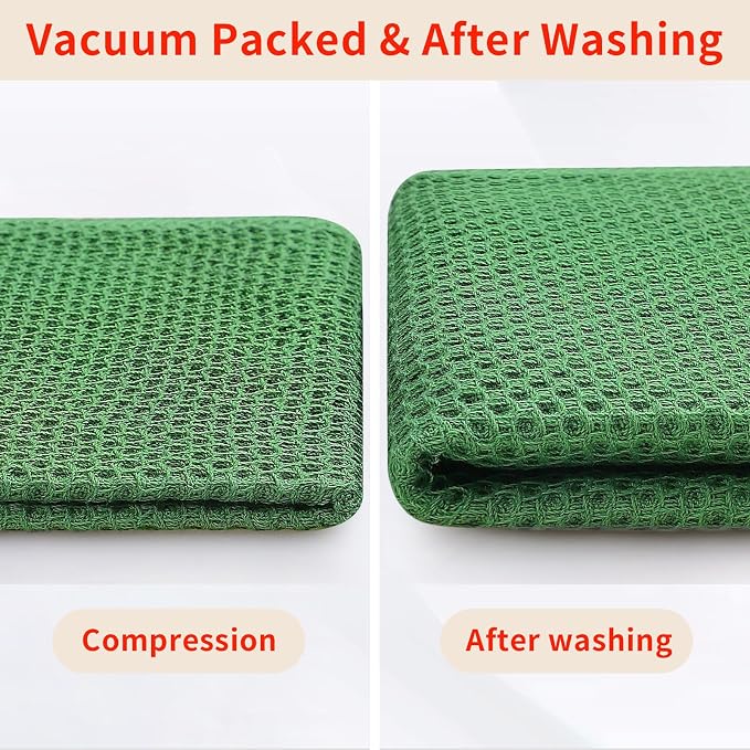 Homaxy 100% Cotton Oversized Waffle Weave Kitchen Towels 8-Pack | Grass Green, 20 x 28 Inches, Ultra Soft Absorbent Dish Towels, Quick Drying Large Cleaning Towels - Image 8