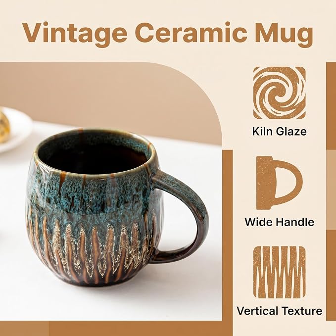 Large Ceramic Coffee Mug - 20oz Big Tea Cup,Blue, Set of 4 | Large Tea Mug, Microwave Safe, Dishwasher Safe - Image 6