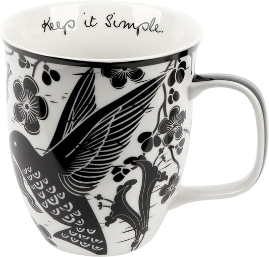 Karma Gifts 14 oz Black and White Boho Mug Hummingbird - Cute Coffee and Tea Mug - Ceramic Coffee Mugs for Women and Men by KarmaGifts