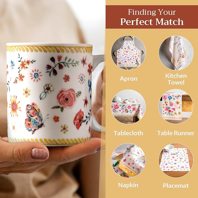 Maison d' Hermine Coffee Mug with Handles Tea Cups (12 Ounce, Pack of 1) | Fine Bone China Coffee Mugs for Hot Beverages Cappuccino Latte Home Spring Summer -Happy Florals - Sweety Summer Morning - Image 6