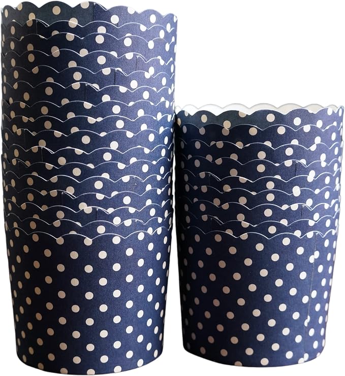 Paper Baking Cups (Polka Dots), Greaseproof Disposable Cupcake Liners (Navy Blue, Large Cups (50-Pack)) - Image 4