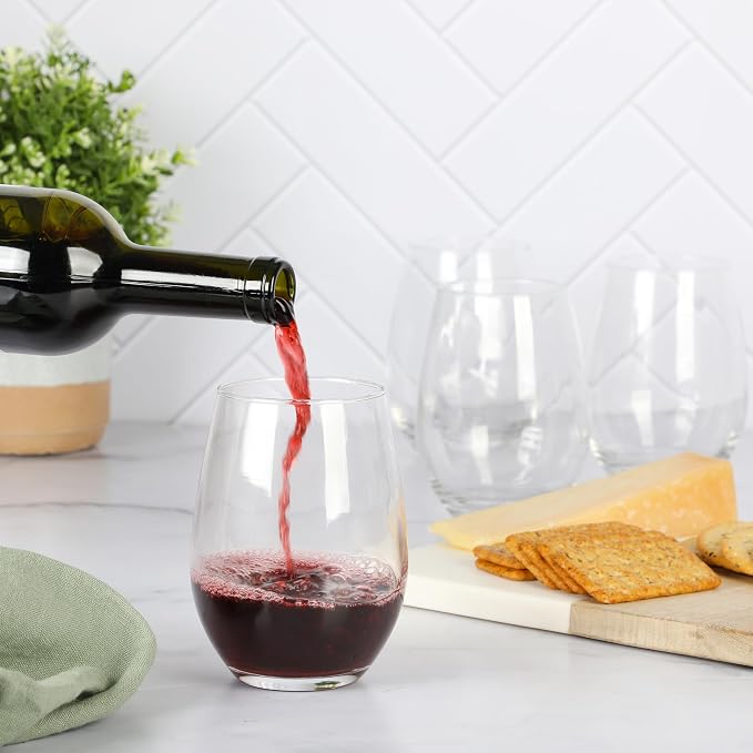 Martha Stewart Farrow 18 OZ Large Stemless 4 Pack Multipurpose Wine Glasses Set for Red or White Wine - Image 2