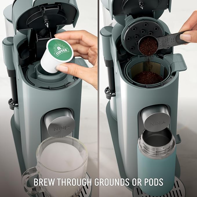Ninja Pods & Grounds Coffee Maker, K-Cup Compatible, Sage Green, PB051SG | Built-In Milk Frother, 6-oz. Cup to 24-oz. Travel Mug Sizes, Iced Coffee Maker, 1550 watts - Image 2