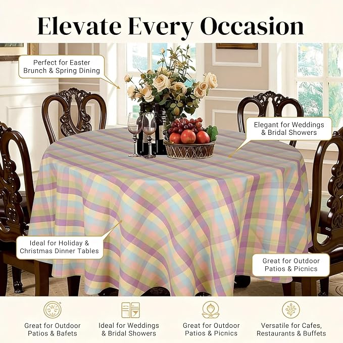 Urban Villa Tablecloth Cotton Tabletop 70 RD (4 Seats) Easter Checks - Image 4