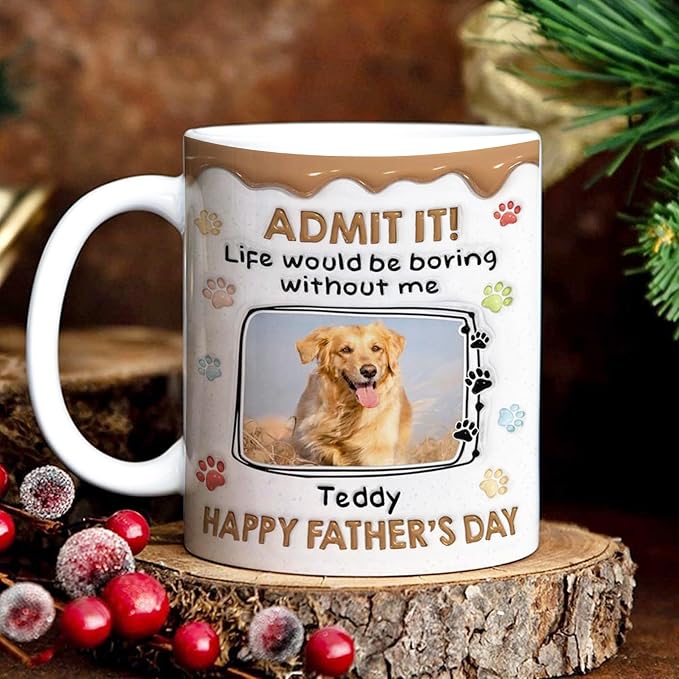 LOVELYPOD Custom Dog Dad Mug With Names and Photo, Fathers Day Gift for Dogs Dad, Fur Lovers Coffee Cup, Personalized Dog Picture Mug, Fathers Day Pet Coffee Mugs - Image 4