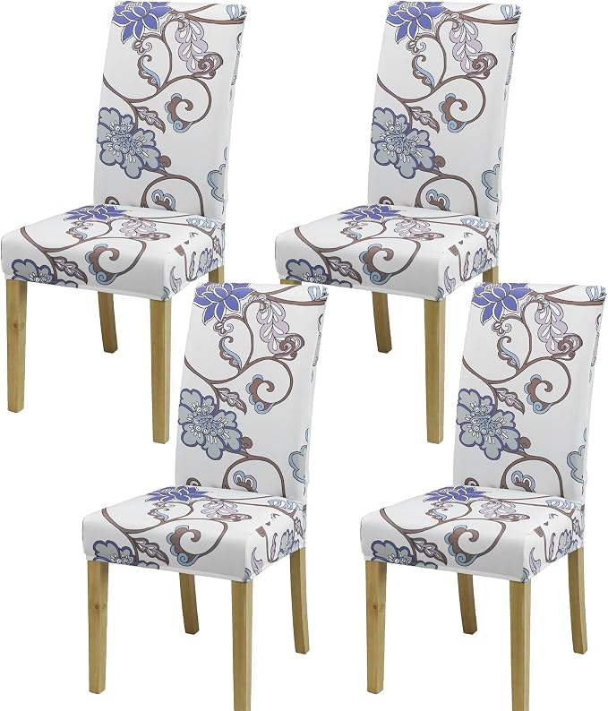 Dining Chair Covers, Stretch Seat Covers, Washable Furniture Protector | 4 Pack, Washable, Stretch Fit, Soft, Non Slip, Dining Chair Covers, Seat Protector, Furniture Cover,Easy Clean by BIETYONE