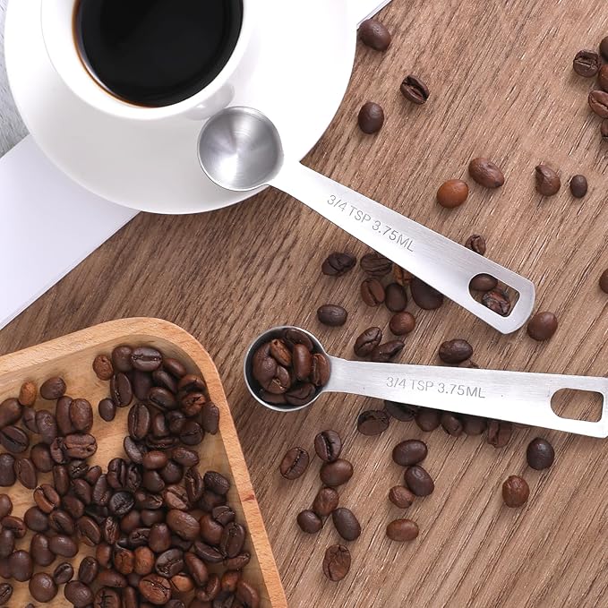 2 Pcs 3/4 tsp(3.75ml | 1/4 tbsp| 1/8 oz) Measuring Spoon Stainless Steel Individual Measure Scoop Mini Metal Measuring Spoons Easy to Use and Easy to Wash for Cooking Baking Kitchen Gadgets
