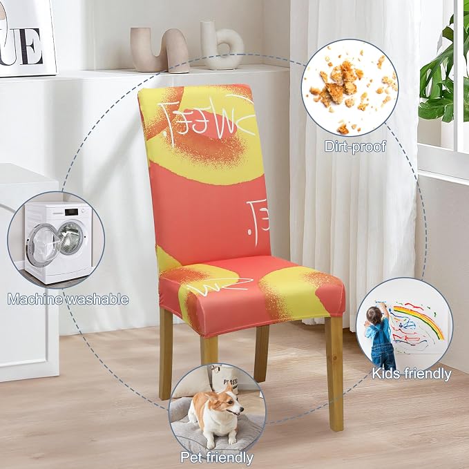 Dining Chair Covers, Stretch Seat Covers, Washable Furniture Protector | 4 Pack, Washable, Stretch Fit, Soft, Non Slip, Dining Chair Covers, Seat Protector, Furniture Cover,Easy Clean - Image 6