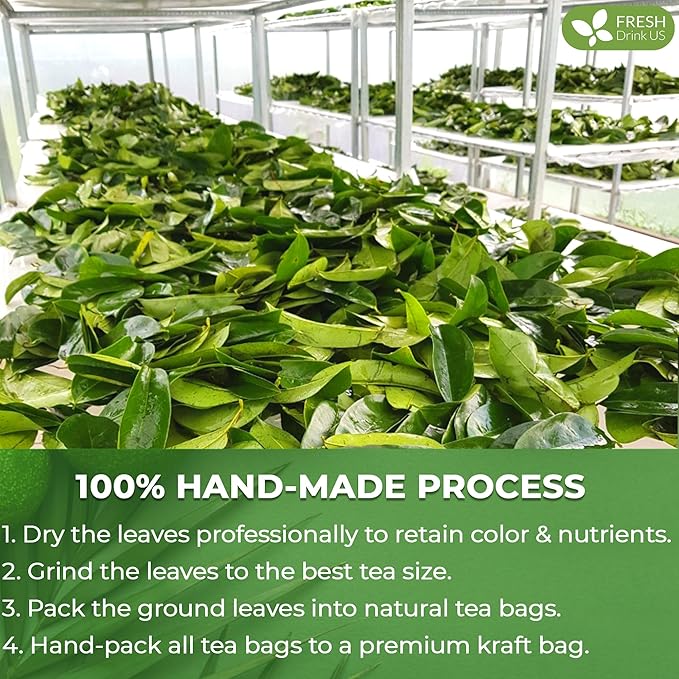 FreshDrinkUS, Premium 90 Soursop Graviola Leaf Tea Bags, 100% Natural and Pure from Soursop Leaves, Handmade, Made With Natural Materials-Corn Fiber Tea Bag, Sugar/ Caffeine/ Gluten Free, Hoja Guanabana Tea
