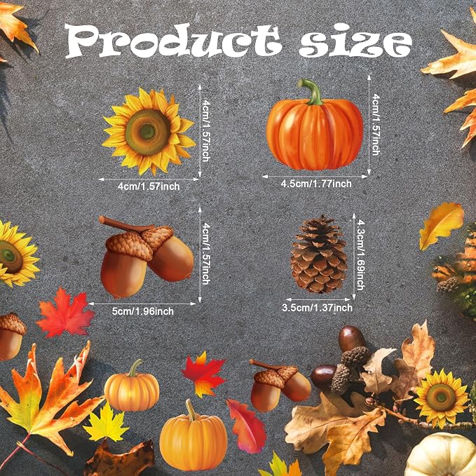 280pcs Fall Cake Decorations - Edible Sunflower, Leaf, Pumpkin Cupcake Toppers - Autumn Edible Cake Decors for Baking, Food, Thanksgiving Party Supplies (40 Styles) - Image 2
