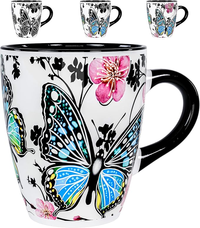 Color Changing Butterfly Coffee Mug 12OZ - Ceramic Heat Sensitive Cup Hot Cocoa Tea Milk Mugs Hot Drinks and beverages Unique Beautiful Holiday Christmas gift Idea for Nature lovers women mom grandma by Dream8Design