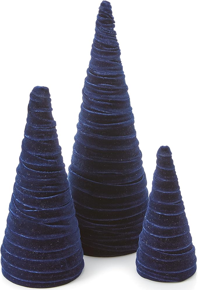 Your Heart's Content Velvet Trees Set of 3 Navy, Artisan Mantel Decor, Valentine Tabletop, Tablescape Décor, Elegant Holiday Entryway (Navy) by YourHeartsContent