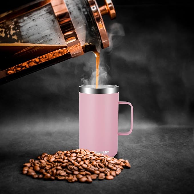 KXIAOCHEN 2-Pack 20 oz Insulated Coffee Mugs, Coffee Cups with Wide Handles | 18/8 stainless steel, sliding lids, 6+ hours hot or 12+ hours cold, wide mouth, no-sweat, for office, home, camping and gifts - Image 3