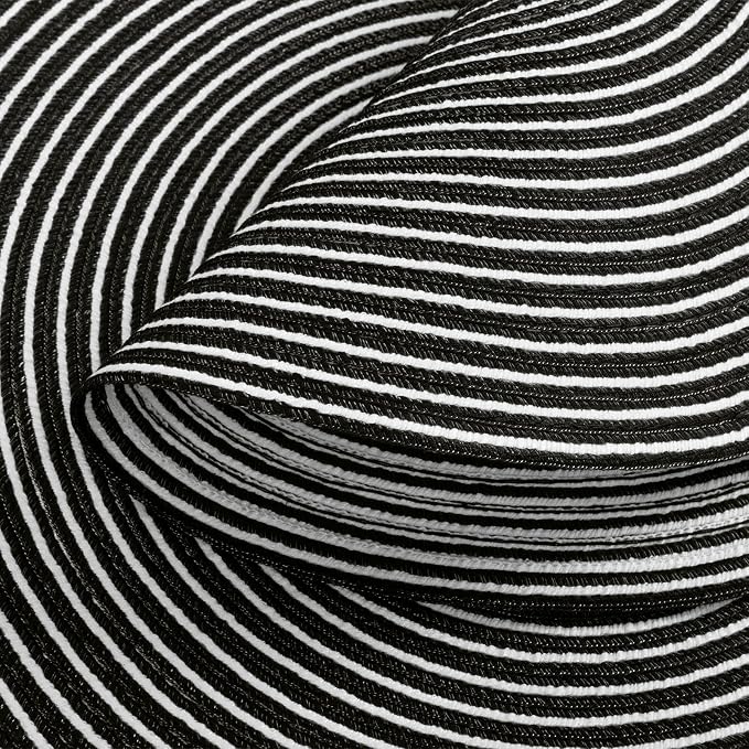 SHACOS 15 inch Round Braided Placemats Set of 6 Non Slip Washable Fabric Kitchen Table Place Mats Heat Resistant Table Mats for Home Wedding Party, Black White - Image 2