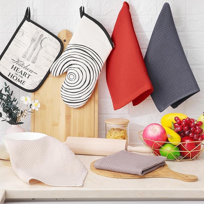 Homaxy 100% Cotton Waffle Weave Kitchen Dish Cloths 18-Pack, Mixed Color | 12 x 12 Inches, Ultra Soft Absorbent Dish Towels, Quick Drying Dish Rags with Hanging Loop - Image 6