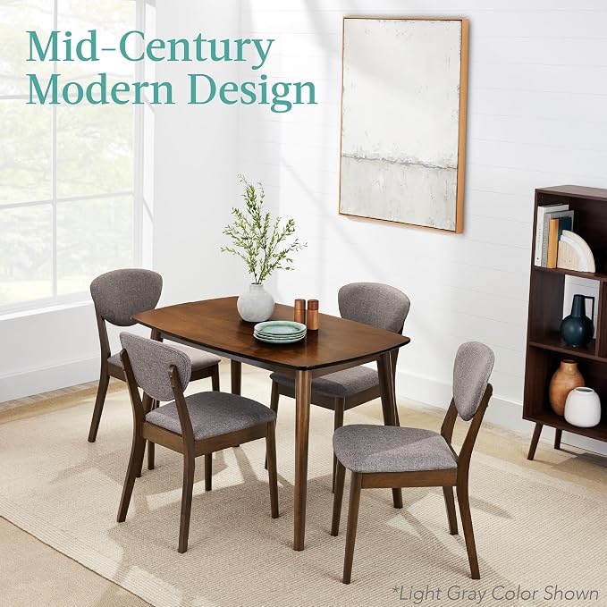 Best Choice Products 5-Piece Dining Set, Compact Mid-Century Modern Table & Chair Set for Home, Apartment w/ 4 Chairs, Padded Seats & Backrests, Wooden Frame - Walnut/Charcoal - Image 2