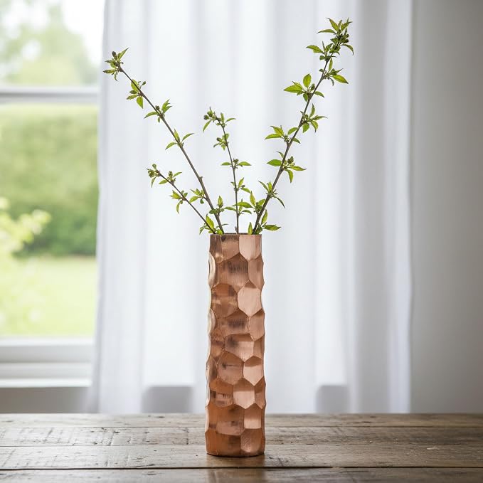 Large Decorative Modern Metal Honeycomb Design Table Flower Vase in Gold, 15-Inch Height, Stylish Contemporary Centerpiece for Dining Room, Living Room - Image 4
