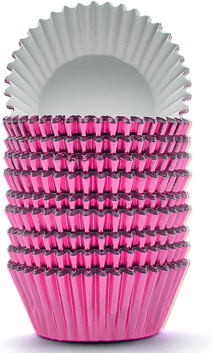 200 Pcs Pink Foil Cupcake Liners Standard Baking Cups Muffin Paper Cases | Food-grade, Greaseproof & Sturdy Parchment, Cupcake Wrapper for Party, Christmas, Gift by MODENGKONGJIAN