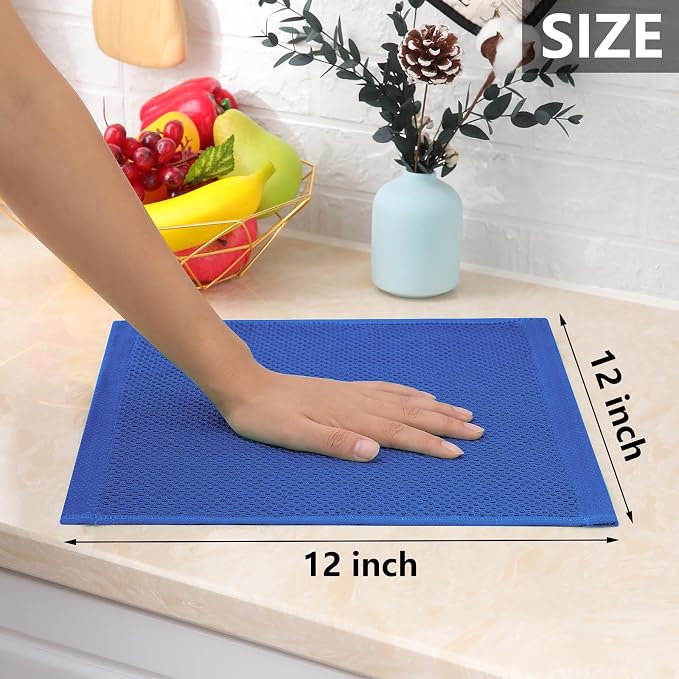 Homaxy 100% Cotton Waffle Weave Kitchen Dish Cloths 6-Pack, Blueberry | 12 x 12 Inches, Ultra Soft Absorbent Dish Towels, Quick Drying Dish Rags with Hanging Loop - Image 5