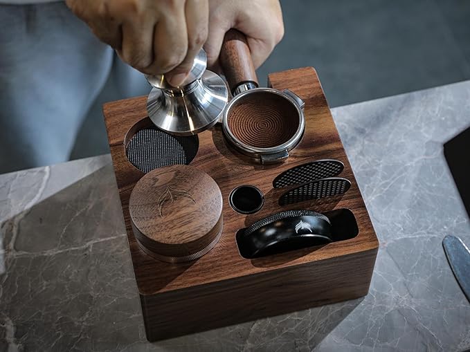 54mm Breville Espresso Machine Accessories Kit – Walnut Bottomless Portafilter, Spring Loaded Calibrated Tamper, Distribution Tool, Tamping Station & Espresso Scale with Timer