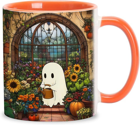 Hyturtle Cute Ghost Plant Mug Gifts For Plant Lovers on Birthday Halloween | Gardener Gift Ideas, Gardening 11oz Coffee Cup for Women, Vivid double-sided print, Comfort grip handle, Premium ceramic by Hyturtle