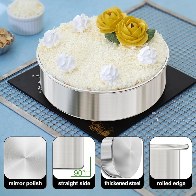 8 Inch Cake Pan, 3PCS Stainless Steel Baking Pans with 100 Parchment Paper | Nonstick Round Cake Pans for Layer Cakes, Cake Tins for Birthday Christmas, Healthy & Non-Toxic, Easy Clean & Dishwasher Safe - Image 5