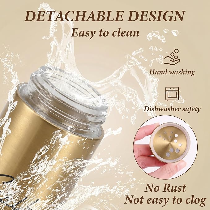 Gold Salt and Pepper Shakers Set, 5 oz | Modern Farmhouse Kitchen Decor, Restaurant & Wedding Use, Housewarming Gifts, Refillable Design - Image 4