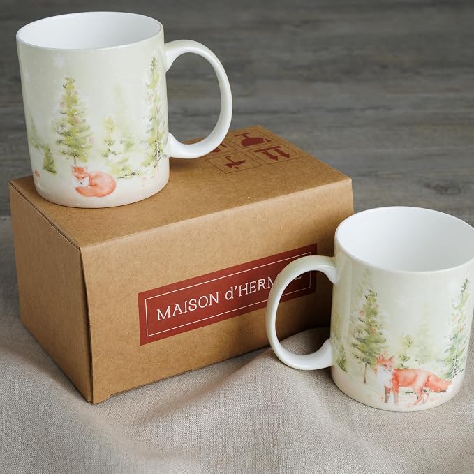 Maison d' Hermine Coffee Mug with Handles Tea Cups (12 Ounce, Pack of 2) | Fine Bone China Coffee Mugs for Hot Beverages Cappuccino Latte Home Restaurant Hotel Spring Summer -Winter Morning - Image 8