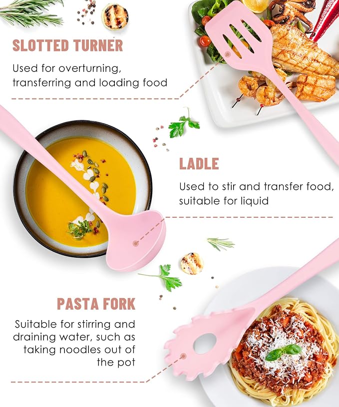 Kitchen Utensils Set-12 Pieces Silicone Cooking Utensils Set (Dishwasher Safe) 392°F Heat Resistant Spatula Set, Nonstick Cookware | Dishwasher Safe 392°F Heat Resistant Spatula Set Kitchen Utensil Set for Nonstick Cookware,Best Kitchen Tools with Holder - Image 4