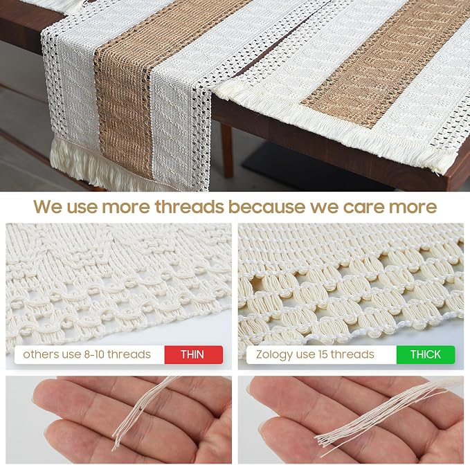 Placemats Set of 4 w/Charger Plates Table Mats Table Runner & Napkin Rings | All in One Placemats,Boho Farmhouse Style Heat-Resistant Non-Slip Protective Round Woven Placemats for Dining Table Décor - Image 5