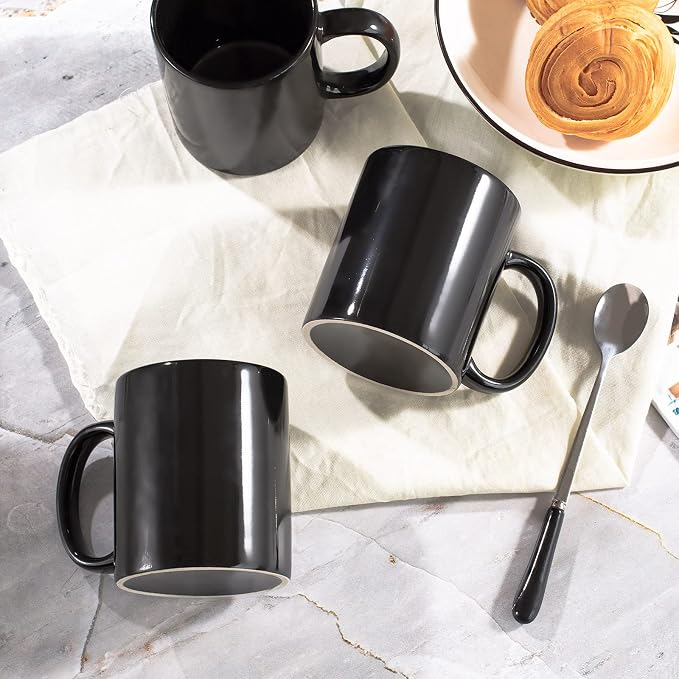 BYCNZB 12oz coffee mug set of 6 Coffee Mugs for Coffee, Tea, Cocoa, Milk（black） - Image 3