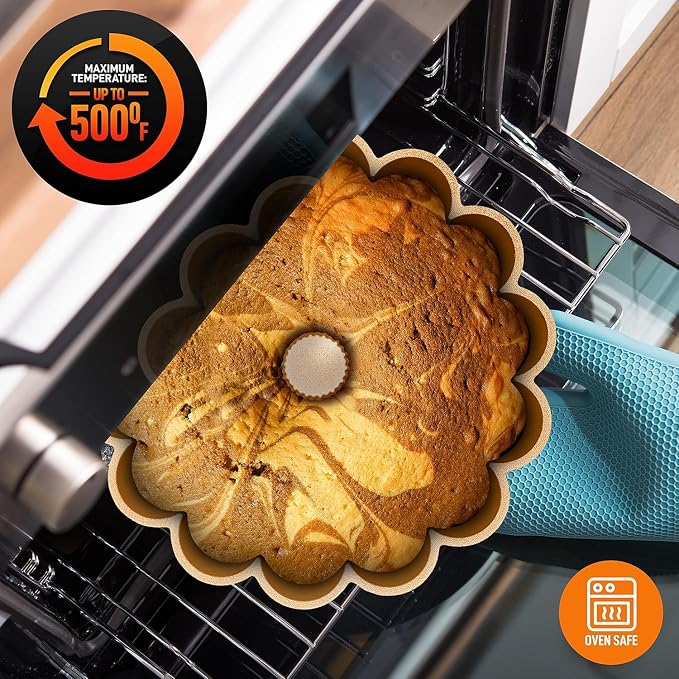 NutriChef 9 Inch Marquise Cake Pan, Thick & Heavy Cast Aluminum Bakeware Cake Mold for Cake with Fluted Easy-Release Edges for Uniform Browning & Baking, Nonstick Heat-Resistant Coating - Image 6