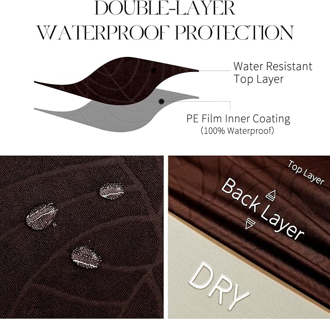 MOSAYT 100% Waterproof Dining Room Chair Covers Set of 4, Super Fit Stretch Jacquard Parson Chairs Slipcovers Removable Washable Chair Seat Protectors for Home, Kitchen, Banquet (Chocolate) - Image 3