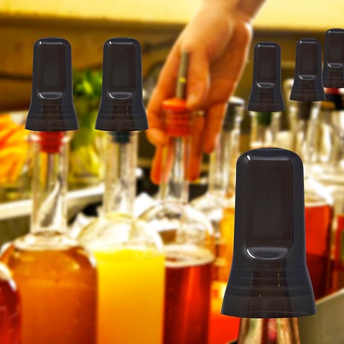 Esatto 24 Pieces Pour Spout Covers - Liquor Bottle Toppers Black, Universal Bottle Pour Dispenser,Liquor Bottle Covers Bottle Cover Dust for Home Kitchen Tools Supplies (Black)