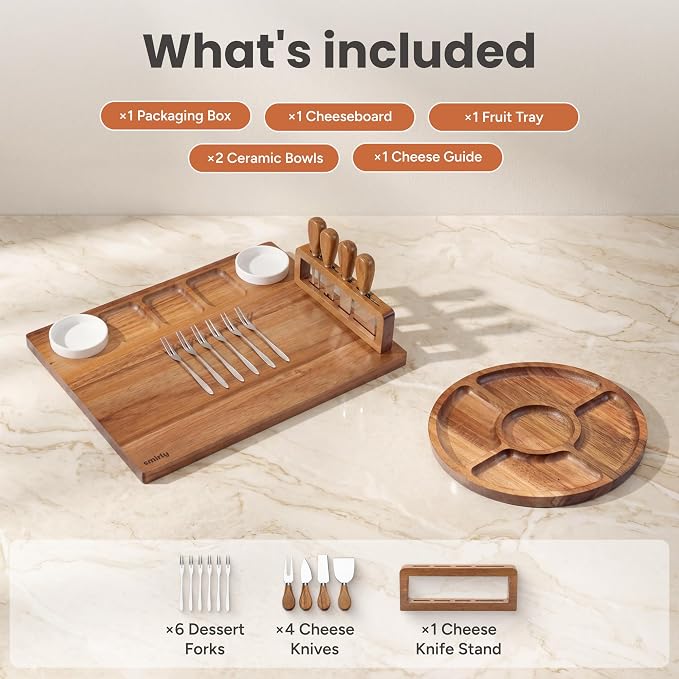 SMIRLY Charcuterie Board Set with Serving Accessories, Large Acacia | Housewarming and Wedding Gift for Women, Perfect for Movie Nights, Gatherings and Serving Cheese, Fruits and Snacks - Image 2