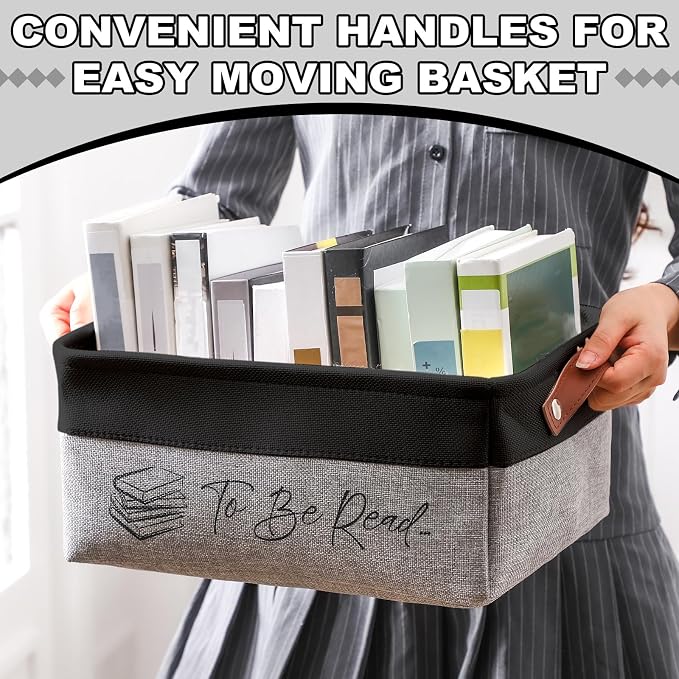 Marsui Book Lover Gifts TBR Book Storage Basket to Be Read List Storage Bin Bookish Accessories Bookworm Gift for Club Members Student Teacher Reading Accessories - Image 3
