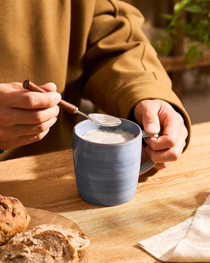 famiware Coffee Mugs Set of 6, Meteor 13 oz Ceramic Mug Cup Set with Handle for Coffee, Tea, Cappuccino, Latte, Milk, Blue Gray - Image 3