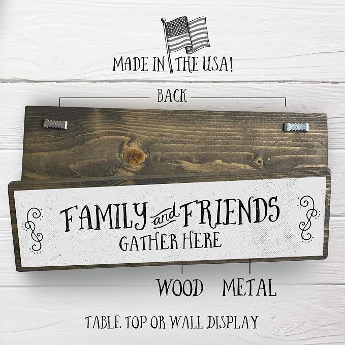 Kitchen Wood Signs (Medium - Wood And Metal, Family And Friends Gather Here) - Image 2