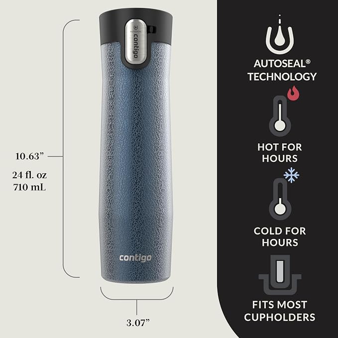 Contigo® AUTOSEAL® West Loop Vacuum-Insulated Stainless Steel Travel Mug with Easy-Clean Lid, 24 oz, Crystal Blueberry - Image 2